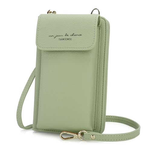 DOB SECHS Leather Passport Wallet Crossbody Phone Bag, RFID Blocking Passport Holder Credit Cards Case for Women - color: Green-2