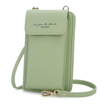 DOB SECHS Leather Passport Wallet Crossbody Phone Bag, RFID Blocking Passport Holder Credit Cards Case for Women - color: Green-2