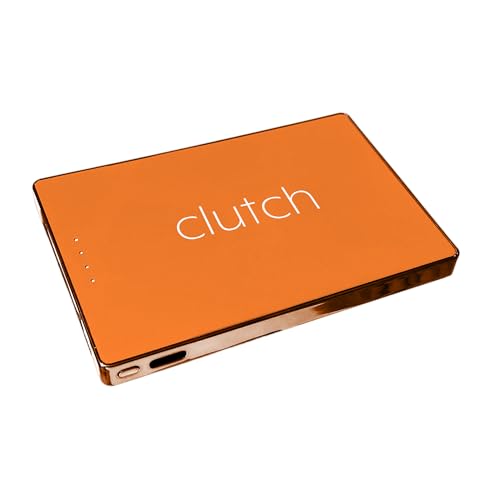 Clutch - Pro USB-C Portable Charger - Compatible with iPhone 15, 16, 17 & Android Devices - Power Bank Magnetic Battery - TSA Travel Approved - USB Rechargeable - Built-in Cable - 5000 mAh - 3.7oz - color: Orange