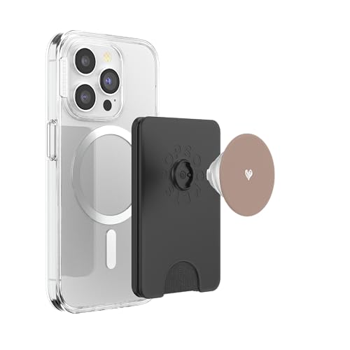 Cute Mocha Brown Heart Love Minimalist PopSockets PopWallet for MagSafe - style: Magnetic PopWallet
