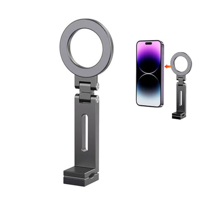 Compatible for Magsafe Phone Holder - Adjustable Foldable Phone Holder with Strong Magnets, Portable Travel Phone Bracket Compatible with iPhone 17/16/15/14/13/12 Pro Max, All Smartphones (Grey) - color: Grey
