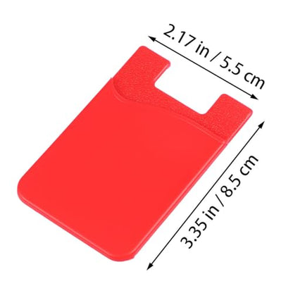 jojofuny 3Pcs Adhesive Mobile Phone Card Holder Stick on Back Cover Phone Wallet for Id Credit Cards Cash Organizer 3.42X2.08In - color: Red