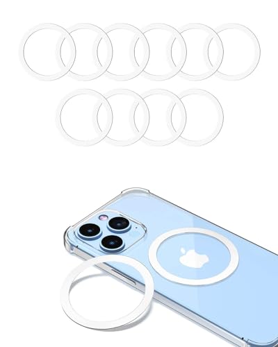 KALAPOP for Magsafe Ring 10PCS-Ultra Thin(0.4mm)-Universal Metal Rings Sticker Compatible with iPhone 17/Air/16/15/14/13/12 Series,Samsung Galaxy,Google Pixel Series - White - color: White-10pcs