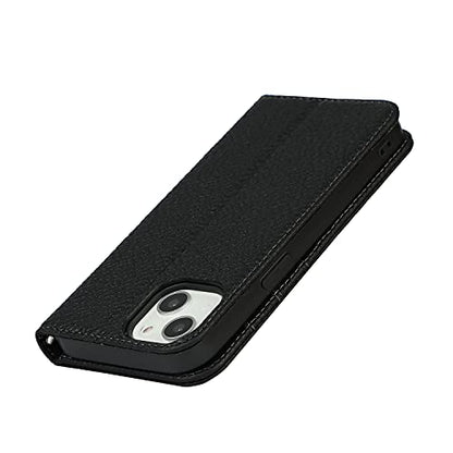 iCoverCase Compatible with iPhone 13 Wallet Case with Credit Card Holder and Wrist Strap, RFID Blocking Genuine Leather Flip Magnetic Phone Cover 6.1 Inch (All Black) - color: 1-All Black (No Headphone Storage Belt), size: iPhone 13