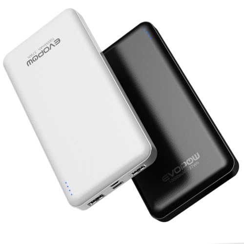 2 Pack Portable Charger, 10000mAh Power Bank, Travel Battery Pack - color: a-Black&White