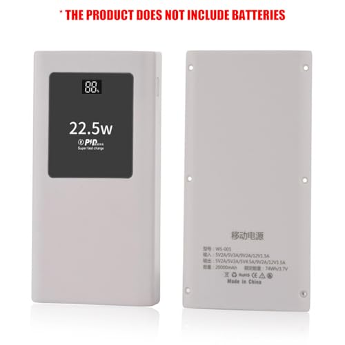 PD22.5W Polymers Charging Case Mobile Power Supply Enclosure Case Led Display Aluminum Alloy Shell Replaceable Battery Chargers - color: White