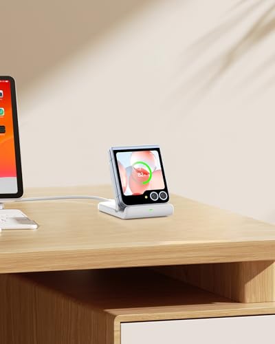 Foldable Wireless Charging Stand for Galaxy Z Flip 8 & Moto Razr Series - color: White