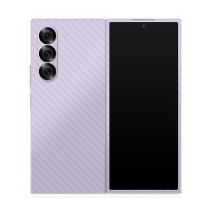 Carbon Fiber Phone Skin Compatible with Samsung Galaxy Z Fold 6 - Solid Lilac - Premium 3M Vinyl Protective Wrap Decal Cover - Easy to Apply | Crafted in The USA by MightySkins - color: Solid Lilac, style: Carbon Fiber Textured Finish