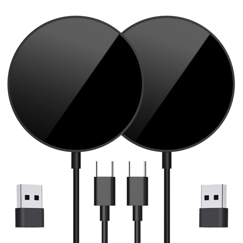 for MagSafe Charger 2 Pack, Magnetic Wireless Charging Pad for iPhone 17/17 Pro/17 Pro Max/Air/16 15 14 13 12 Pro Max Plus mini & AirPods 2 3 Pro, Strong Magnet, USB-C/A Ports (Black) - color: Black 2 Pack