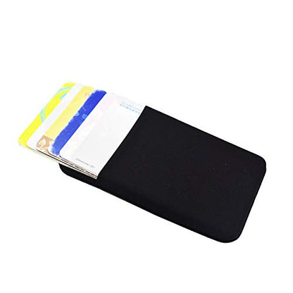 Neoprene Cell Phone Card Holder 6 Cards Adhesive Mini Secure Wallet ID Credit Card Pocket Purse Stick on Smartphone for iPhone 15 Pro Max/14/13/XS,Samsung S24Ultra/S20FE/A14/A75 (Black) - color: Black