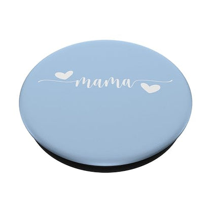 Cute Mama Lettering Hearts Mom Blue PopSockets Adhesive PopGrip - style: Adhesive PopGrip