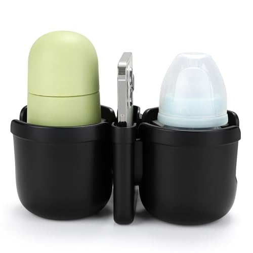 Accmor Stroller Cup Holder with Phone Holder, Bike Cup Holder, Universal Cup Holder for Uppababy Nuna Strollers, 2-in-1 Drinks Holder for Walker, Wheelchair, Scooter - color: Double Holder-Other Shape