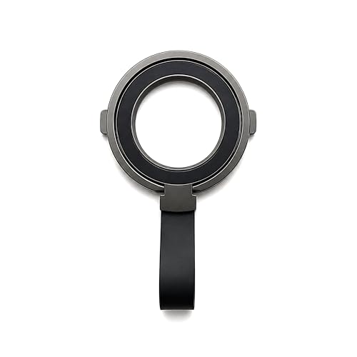 Magnetic Phone Grip Holder for MagSafe, 360° Rotating Ring Stand Kickstand with Silicone Finger Strap, Strong Magnetic Phone Holder for iPhone 17/16/15/14/13/12 & Android (Black) - color: Black