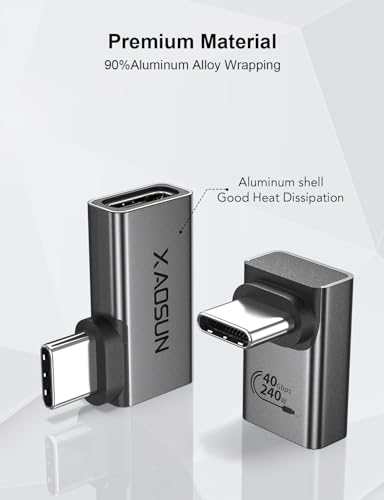 XAOSUN 40Gbps 90 Degree USB C Adapter, Right Angle USB4.0 Converter 2-Pack - color: Mixed Pack