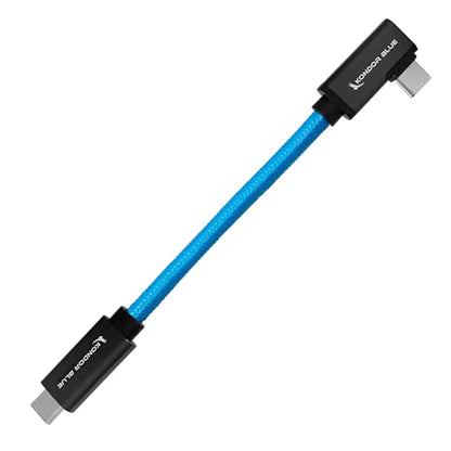 KONDOR BLUE | 5” USB-C 3.2 Right Angle to Straight Angle Cable | Compatible with iPhone 15, iPhone 15 Pro/Max, & Android Phones | 20 Gb/s Transfer Speed | Blue - color: Blue
