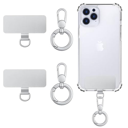 MoKo Heavy Duty Phone Tether Tab ×2, 360° Rotatable Spring O Ring ×2 - color: Silver