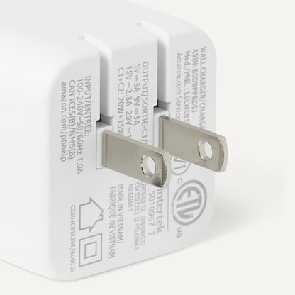 Amazon Basics 35W Fast Charging USB-C Nano GaN Wall Charger, 2-Port for Phones, Tablets, Charge 2 Devices Simultaneously, White - color: White, style: 35 W Two Port