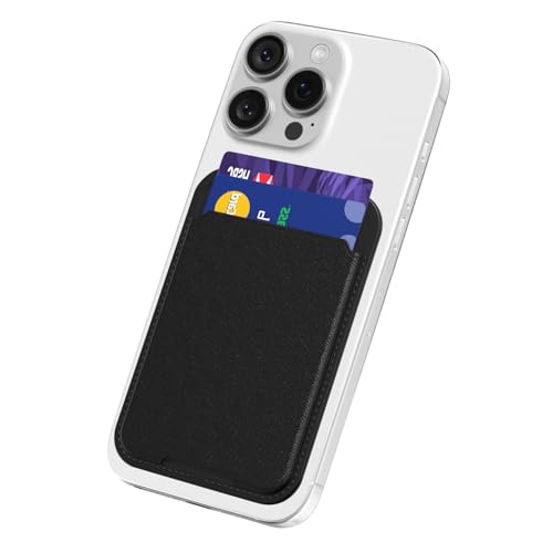 oakxco Phone Wallet Stick On, Slim Thin Adhesive ID Credit Card Holder Wallet Pocket Back of Phone Case, Hard Shell Plastic Sleeve Sticky Card Wallets Pouch for iPhone Samsung Pixel, Black - color: Black