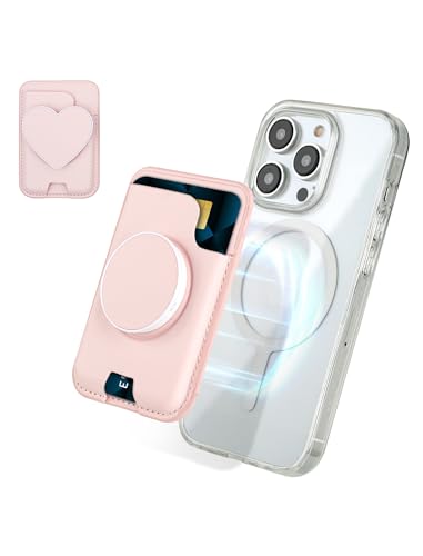 isee Magnetic Phone Wallet with Expanding Grip, Phone Card Holder Wallet with MagSafe, Wallet Compatible for iPhone 17/16/15/14/13/12 Series Holds 2 Cards (Light Pink) - color: Light Pink