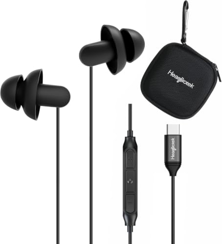 Hearprotek 2 Pairs Sleep Earphones, Type C Headphones with Microphone-Silicone Noise Reduction Earbuds Sleep Buds for Sleeping, Snoring, Relaxation - size: 2PC