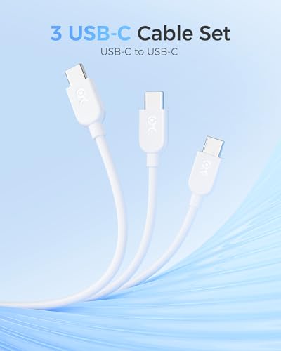 Cable Matters 3-Pack USB C Charging Cable, 60W Charging, 3ft, White - color: White, size: 3 ft