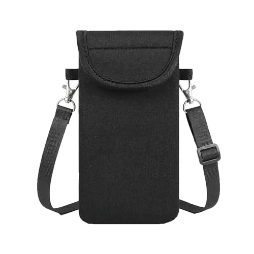 Universal Neoprene Phone Pouch with Neck Strap Lanyard and Belt Clip Cell Phone Case Sleeve for Seniors Men Women Hands-Free Carrying Holder for 6 Inch Smartphones (Black)