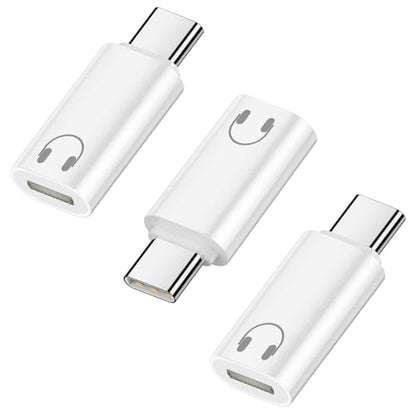 Jadebones 3 Pack USB C to Light-ning Headphone Audio Adapter, White