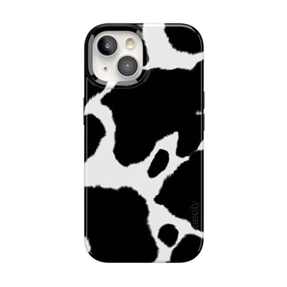 Casely iPhone 15 Plus Case | Current Mood | Cow Print | Compatible with MagSafe | Classic Ultra Slim Design - color: Current MOOd | Cow Print