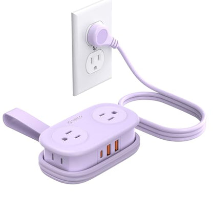 ORICO Purple Travel Power Strip with 4 AC Outlets 3 USB Ports (1 USB-C) - color: Purple