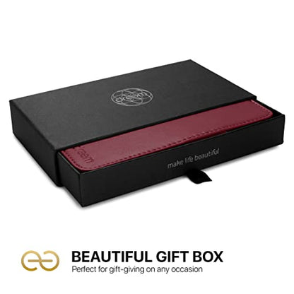 Dreem Vegan Leather Magnetic Detachable Wallet Case for iPhone 13 Burgundy | Built-in Phone Stand, RFID Blocking Card Holder Flip Cover, MagSafe Compatible, Gift Box [Fibonacci: Burgundy] - color: Burgundy, size: iPhone 13