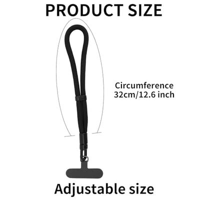 Phone Wrist Strap with Tether Tab, Anti-lossing Phone Lanyard Mobile Equipment Strap Adjustable Wristlet - color: Black