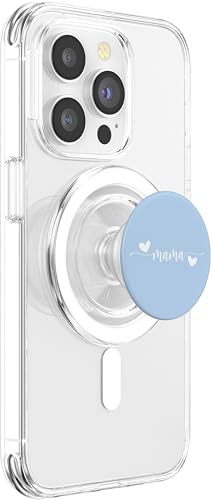 Cute Mama Lettering Hearts Mom Blue PopSockets PopGrip for MagSafe - style: Magnetic PopGrip