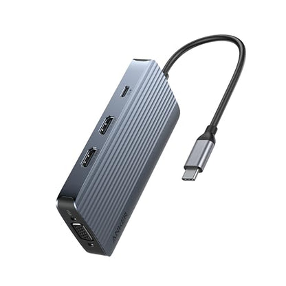 Anker USB-C Hub, 8-in-1 Multiport Ethernet Adapter with 4K@60Hz HDMI Port - style: 8-in-1 【2 HDMI+1 VGA】