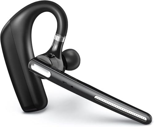 Bluetooth Headset - Wireless Headset with Microphone 90 Days Standby/110 Hours Talktime, Bluetooth Earpiece for Cell Phone/PC Tablet/Laptop Computer, Headphones for Trucker/Driver/Business