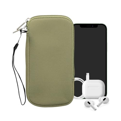 kwmobile Universal Phone Pouch Size XL - 6.7/6.8" - Neoprene Smartphone Pouch with Zip - Water-Repellent Mobile Phone Case - Sleeve in Gray Green