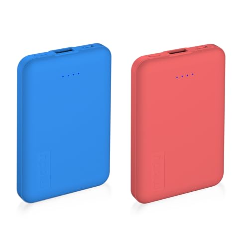 Miady 2-Pack Small Portable Charger 5000mAh Power Bank Travel Battery Pack - color: Red+Blue-1