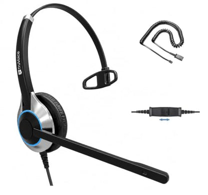 TruVoice HD-500 Office and Call Center Wired QD Headset with Noise Canceling Microphone and HD Speakers - Compatible with Mitel, Nortel, Avaya, Poly, Polycom, Shoretel, Digium, ESI, Fanvil Desk Phones