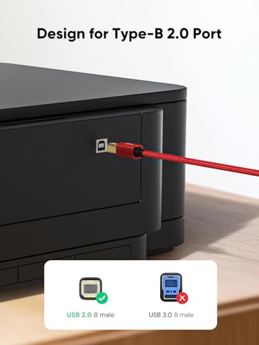 CableCreation USB B to USB C 6.6FT Printer Cable, MIDI Cable to USB C - color: Red, size: 6.6FT