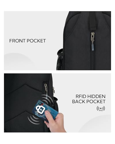 WATERFLY RFID Sling Backpack Crossbody Sling Bag Travel Hiking Daypack | RFID hidden back pocket,Multi-compartment storage,Water-resistant,Breathable back pad,Phone pocket in shoulder strap - color: Rfid-black