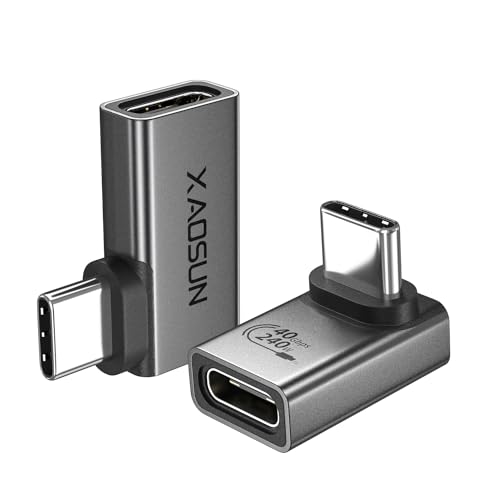 XAOSUN 40Gbps 90 Degree USB C Adapter, Right Angle USB4.0 Converter 2-Pack - color: Mixed Pack