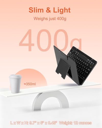 EAMPANG Universal Bluetooth Keyboard and Case for Tablet/Phone/Laptop,Wireless Portable Slim Keypad and Mice Rechargeable Adjustable Bracket for iPad A16/Mini/Air/iPhone/Galaxy Z Fold Pure Black - color: Black