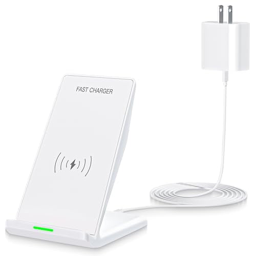 Wireless Charging Phone Stand,15W Wireless Charger Station with 20W Adapter - color: White