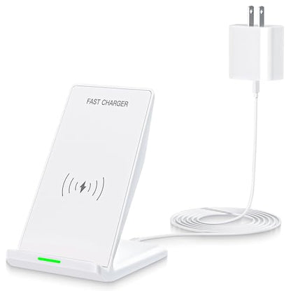 Wireless Charging Phone Stand,15W Wireless Charger Station with 20W Adapter - color: White