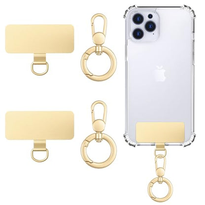 MoKo Heavy Duty Phone Tether Tab ×2, 360° Rotatable Spring O Ring ×2 - color: Gold