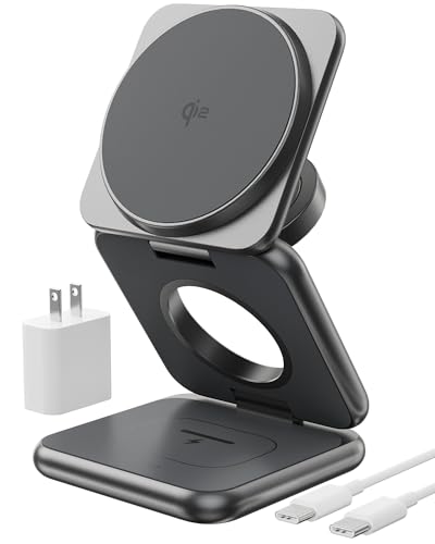 KUXIU Qi2-Certified 15W 3 in 1 Magnetic Wireless Charging Station for Apple - color: Gray