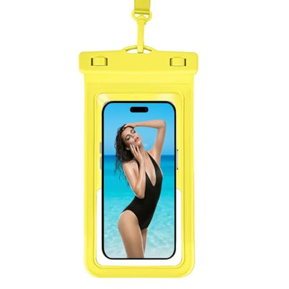 Waterproof Phone Pouch, with Inside Card Holder, Large Waterproof Case Compatible with iPhone 17 16 15 14 13 Pro Max, Beach Cruise Essentials, 1 Pack, Yellow - color: A8-Yellow
