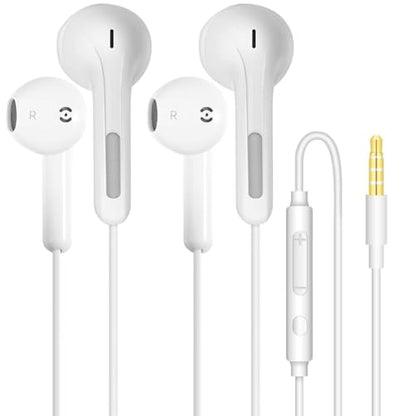 Wired Earbuds with Microphone, 3.5mm Jack In-Ear Headphones Wired Earphones - size: 2 Pack(3.5mm Jack - White)