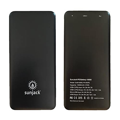 SunJack Portable Power Bank, Compact Travel Phone Charger, 10000mAh