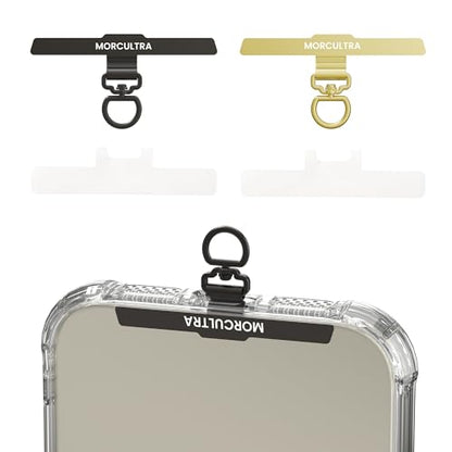 Phone Tether Tab,Metal Phone Lanyard Patch & Strap Adapter for All Full Phone Cases,Ultra-Thin 0.008in 360° Rotating phone charm,Universal phone clip for iPhone Android(Black+Gold) - color: Black+gold