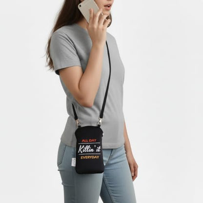 Tainada Neoprene 2-Zip Phone Pouch w/Crossbody, Neck Lanyard (Killin' it) | For Men/Women; Water-resistant neoprene material, shockproof, lightweight; Compatible with most of smartphones - color: Killin' it